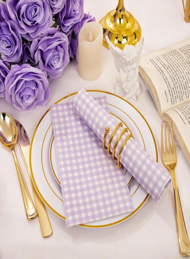 WDF عبوة من 150 منديل ورقي بنقشة مربعات بنفسجية من WDF - 3 طبقات مناديل ورقية للاستخدام مرة واحدة باللونين البنفسجي والأبيض بنقشة مربعات، مثالية للحمام والنزهات وحفلات الشواء وأعياد الميلاد - Image 5